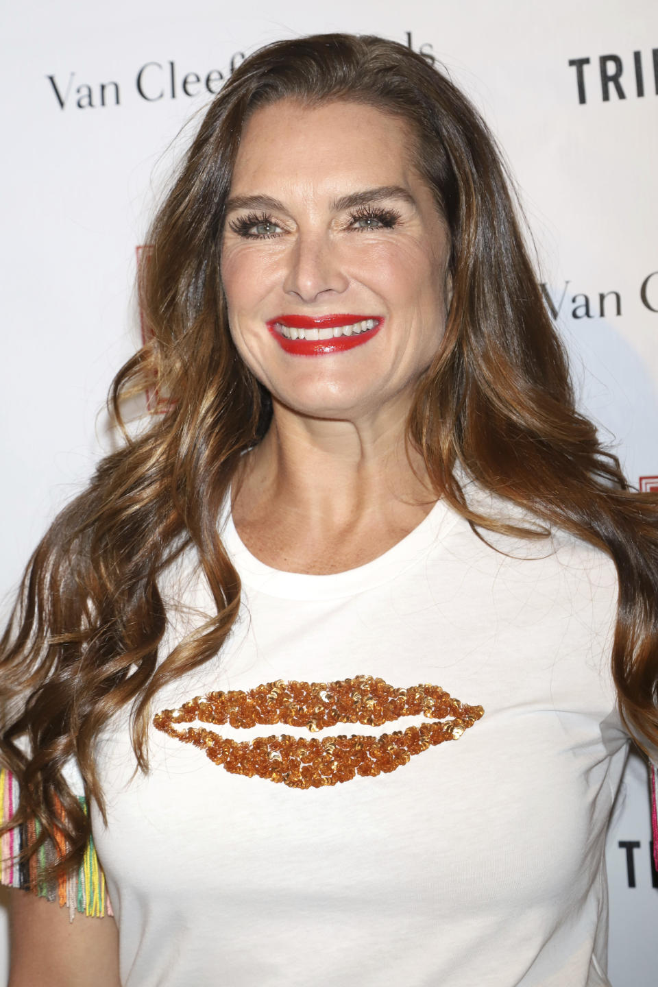 FILE - In this April 9, 2018 file photo, Brooke Shields attends the Tribeca Ball at the New York Academy of Art in New York. Bette Midler and Shields are among the guest stars dropping in on CBS' "Murphy Brown" revival. Shields is on the Nov. 15, 2018, episode as a former beauty-pageant pal of series star Faith Ford's Corky who emerges from a long coma. (Photo by Greg Allen/Invision/AP, File)