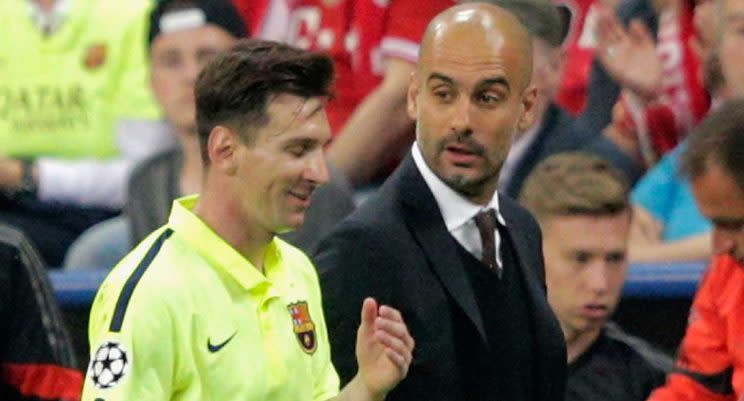 Lionel Messi and Pep Guardiola