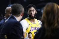 Los Angeles Lakers forward Anthony Davis attends the NBA basketball team's media day in El Segundo, Calif., Friday, Sept. 27, 2019. (AP Photo/Ringo H.W. Chiu)