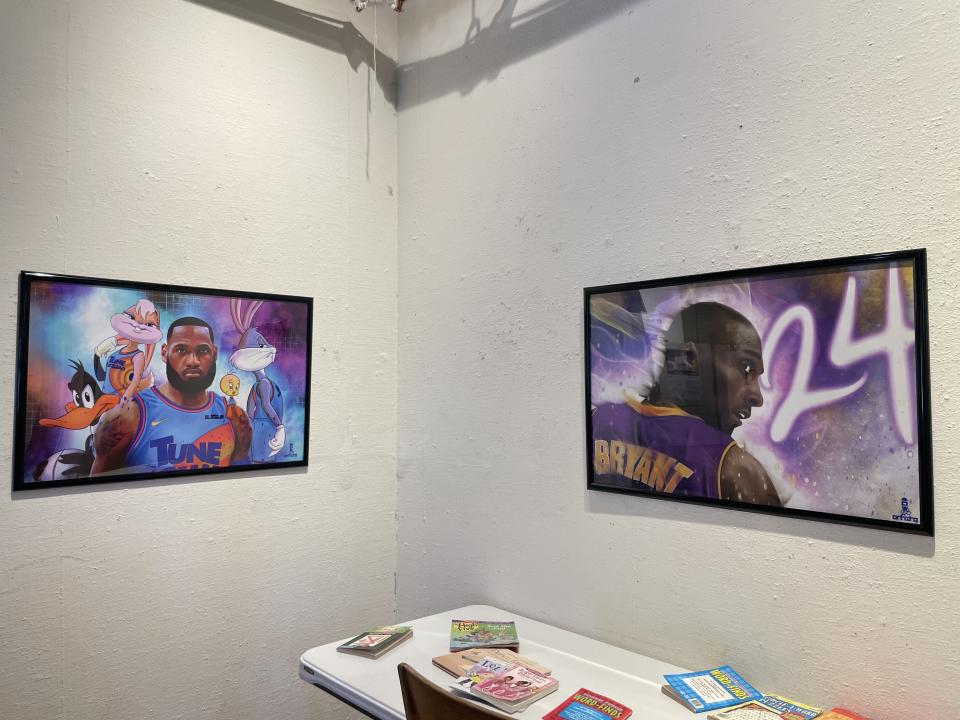 The paintings "Space Jam: 'A New Legacy'” and "Kobe Bryant Tribute" by 2b Artiztc are among the works included an exhibition of four local African American artists from Feb. 3 through March 3, 2023, at the Colfax Campus Gallery in South Bend. A reception takes place from 6 to 8 p.m. Feb. 24, 2023.