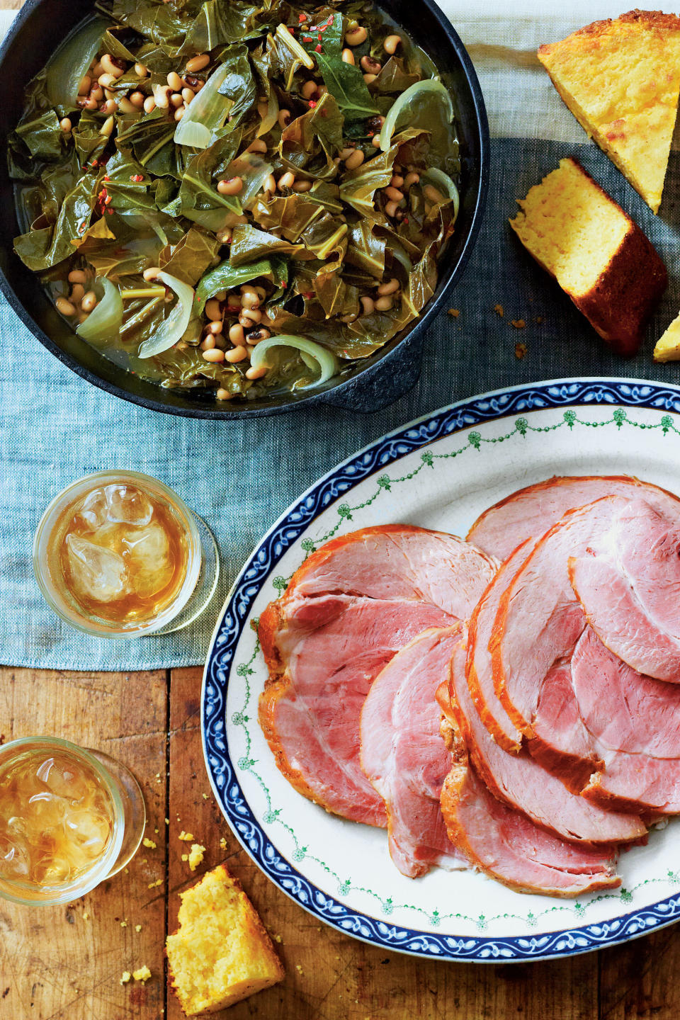 Good Luck Greens and Peas with Ham