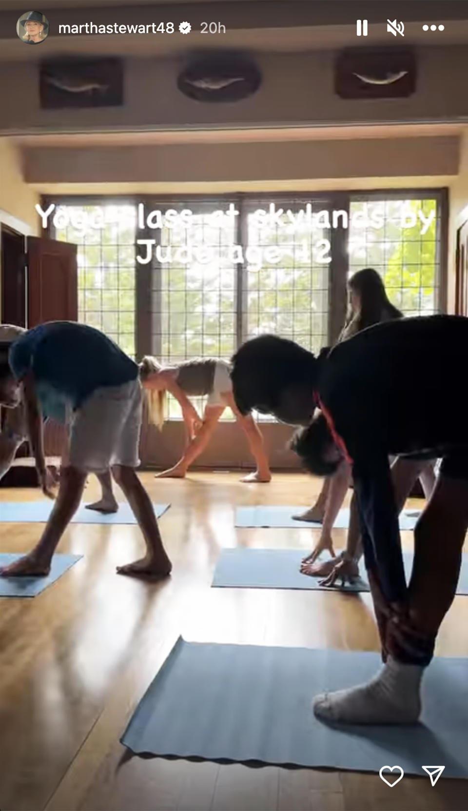 Martha Stewart shared a photo of her granddaughter Jude leading a yoga class. (@marthastewart48 via Instagram)