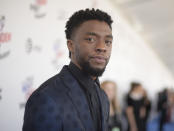 Chadwick Boseman arrives at the 33rd Film Independent Spirit Awards on Saturday, March 3, 2018, in Santa Monica, Calif. (Photo by Richard Shotwell/Invision/AP)