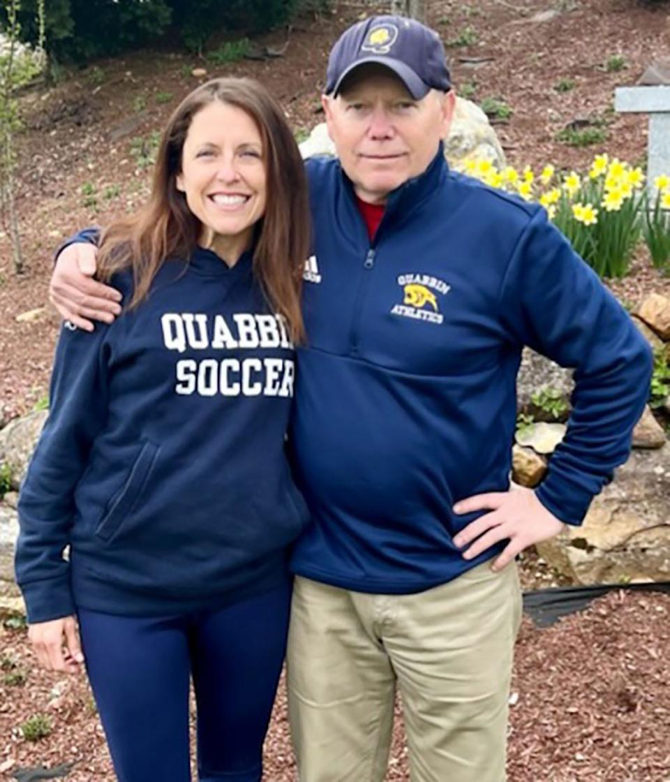 Rick Lindsten, pictured at right with Quabbin Regonal varsity girls soccer coach Jamie Cook, is retiring as head coach of the Quabbin Regional boys varsity soccer team after 12 seasons with the Panthers. Lindsten, who coached Cook on youth teams, has coached soccer at various locations and levels for each of the last 34 years.