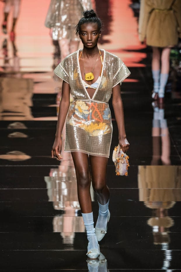 <p>A look from the Fendi Spring 2020 collection. Photo: Imaxtree </p>