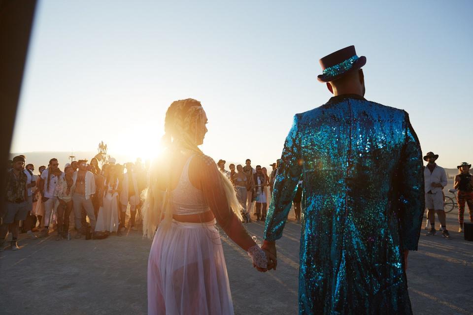 Ari and Chase at their Burning Man wedding