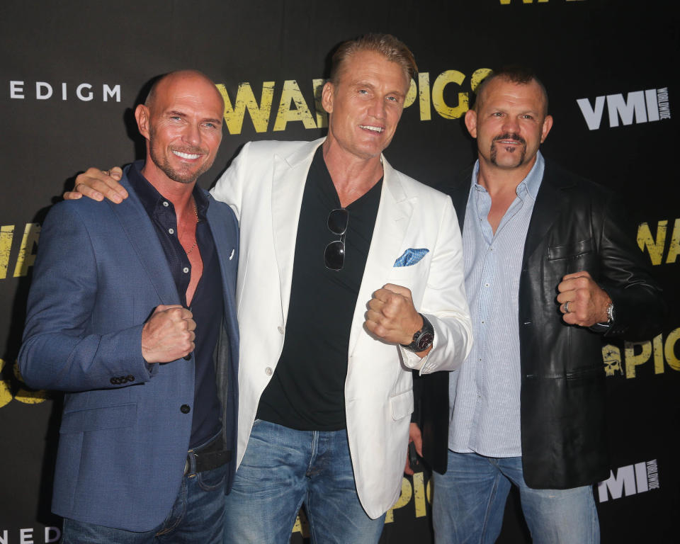 Luke Goss, Dolph Lundgren, and former MMA fighter Chuck Liddell attend the premiere of Cinedigm's 'War Pigs'