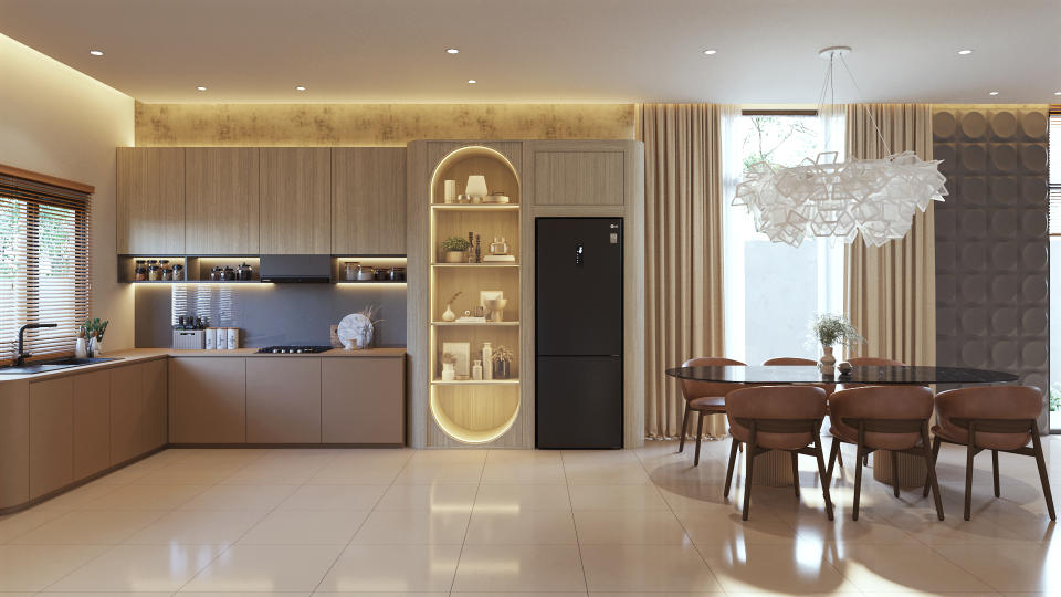 The spacious kitchenette and dining room of the Sutera suite, as depicted in the artist's impression, provide the ideal space where cherished memories are created.