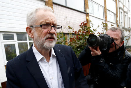 British opposition Labour Party leader Jeremy Corbyn leaves his home in London. April 4, 2019. REUTERS/Henry Nicholls