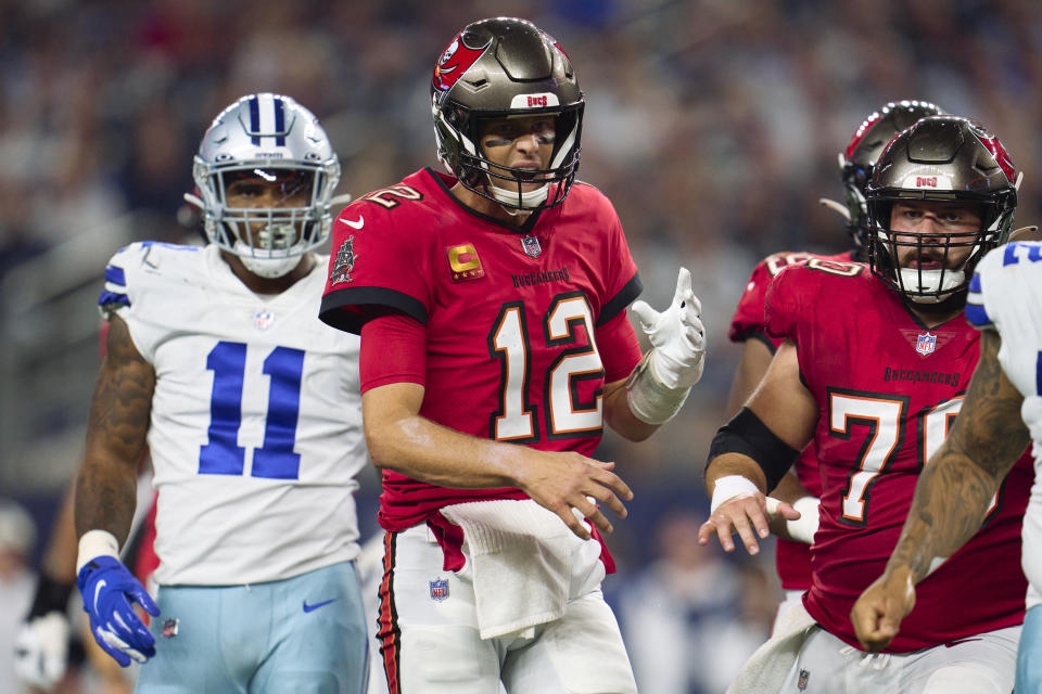 Tampa Bay Buccaneers quarterback Tom Brady is 7-0 against the Cowboys in his career. Can Dallas finally end the losing skid in Monday's wild-card playoff tilt? (Photo by Cooper Neill/Getty Images)
