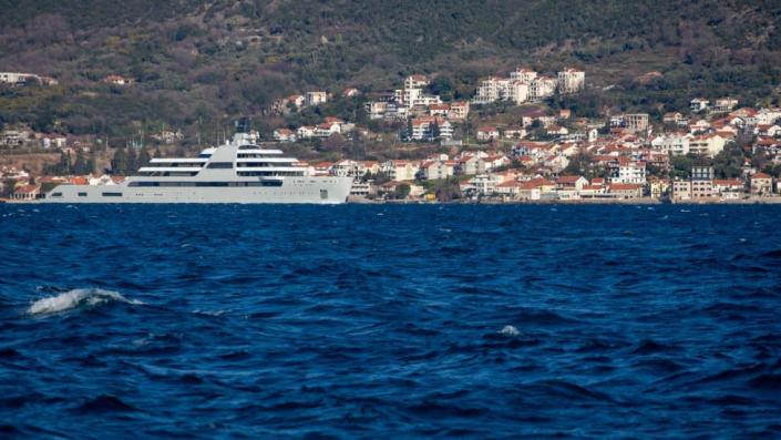 Superyacht Solaris, owned by Roman Abramovich, arrives in the waters of Porto Montenegro