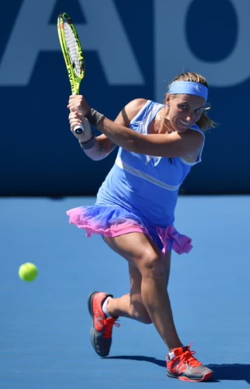 Russia's Svetlana Kuznetsova beat Sara Errani of Italy 7-6 (7/1), 6-0 on January 13, 2016 to reach the semi-finals of the Sydney International