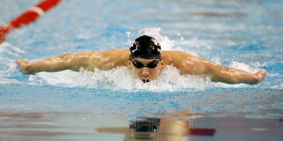 Michael Phelps races at the Toyota Grand Prix at Ohio State on April 5, 2008.