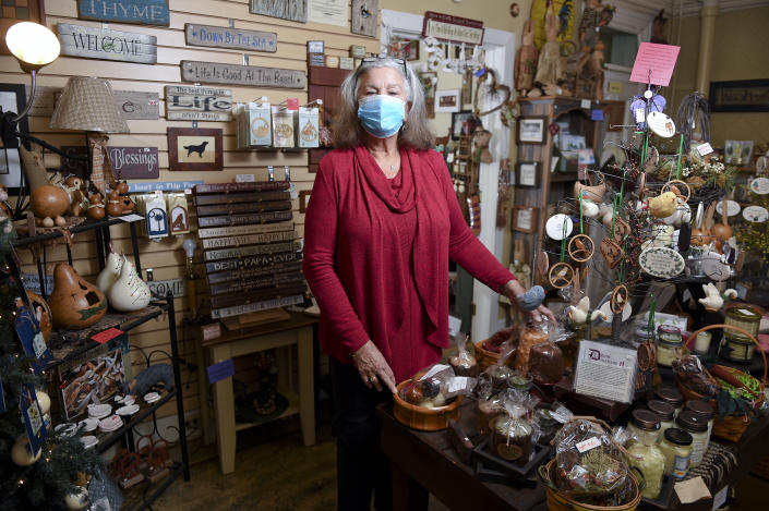 Boyertown, PA - February 4: Patsy Hahn, owner of Patsy&#39;s Potpourri of Gifts in her shop. At Patsy&#39;s Potpourri of Gifts in Boyertown Thursday afternoon February 4, 2021. Patsy Hahn, the owner, is retiring and the shop will be closing. (Photo by Ben Hasty/MediaNews Group/Reading Eagle via Getty Images)