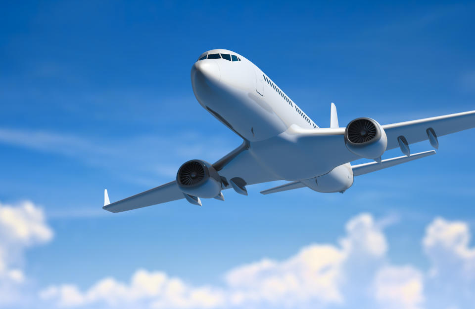 plane against a clear blue sky