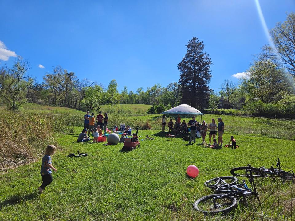 Low Meadow Farms is suitable for primitive camping, family and friends’ get-togethers in South Knoxville. April 2023.