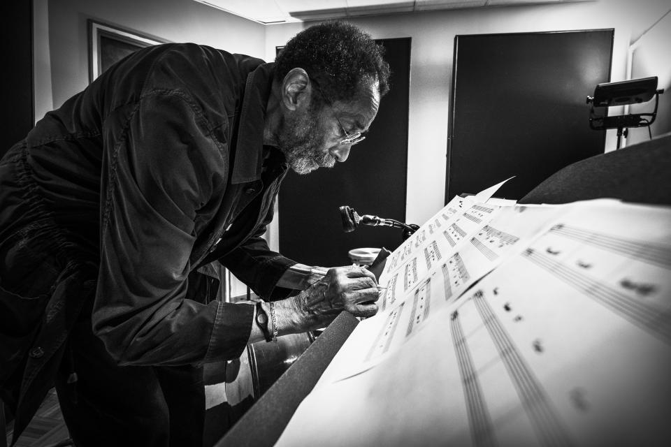 Ron Carter at work at New York’s Bass Hit Recording Studio