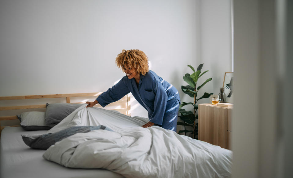 making the bed