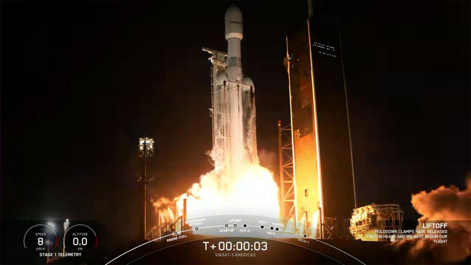 A close-up view of launch from historic pad 39A at the Kennedy Space Center. / Credit: SpaceX