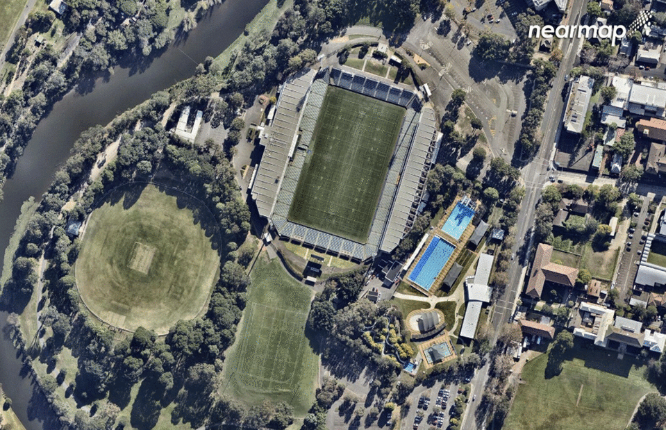 Parramatta Stadium was seen on the 2009 aerial shortly before it was demolished. Photo: Nearmap.com.au