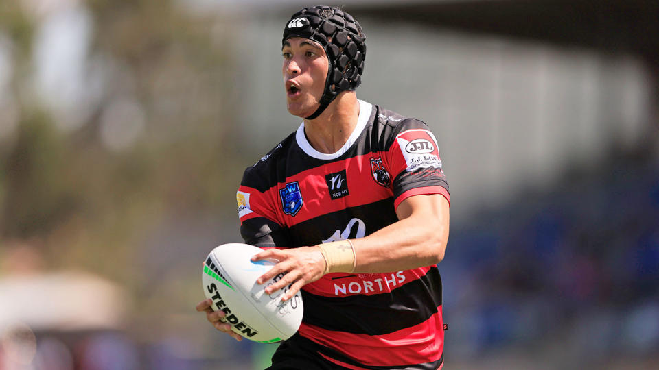 Joseph Suaalii is pictured in a NSW Cup trial match for the North Sydney Bears.