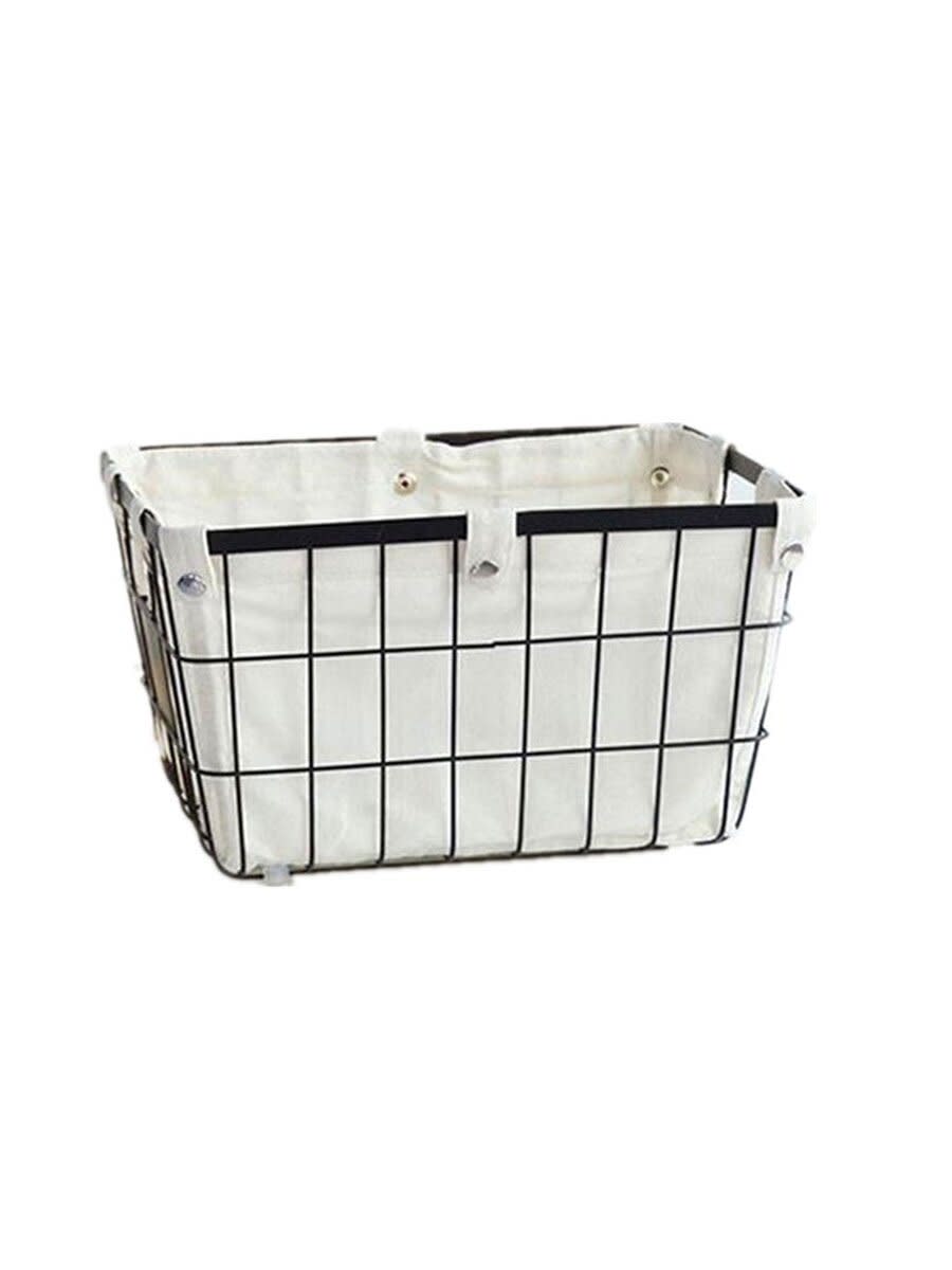 Handmade Open Storage Metal Bin with Canvas Lining