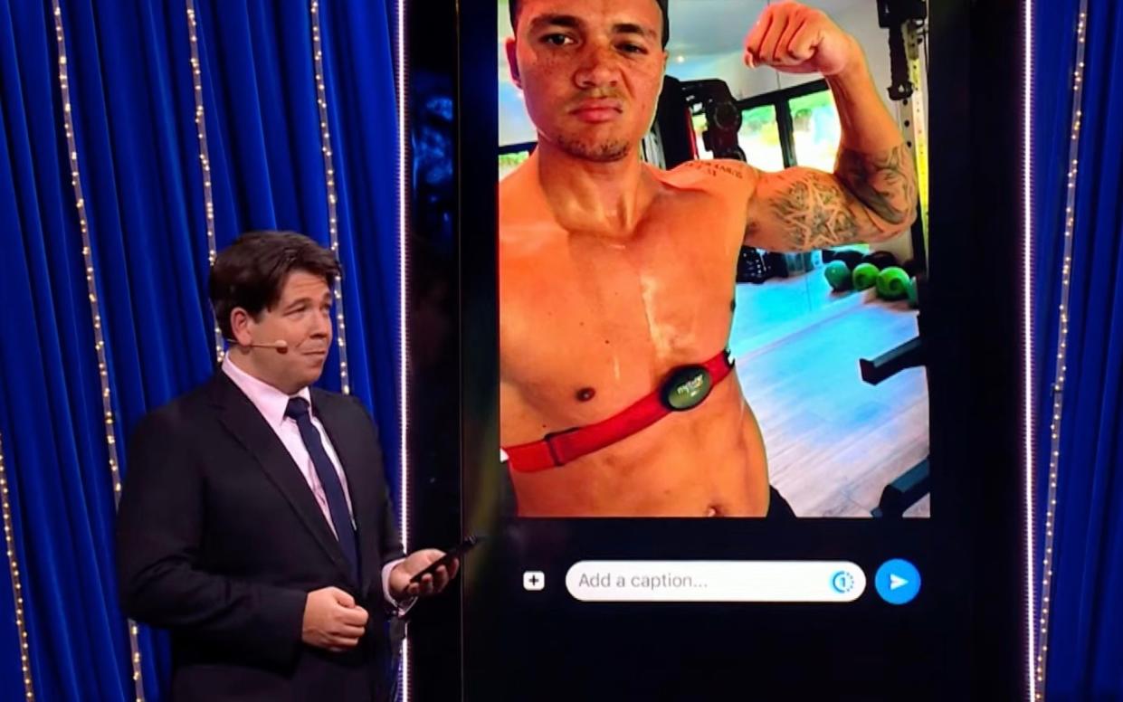 In one sequence, Michael McIntyre finds a topless picture of Jenas on the footballer's phone and sends it out