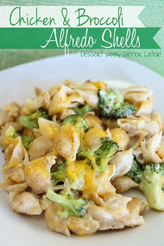 Close-up of Chicken and Broccoli Alfredo