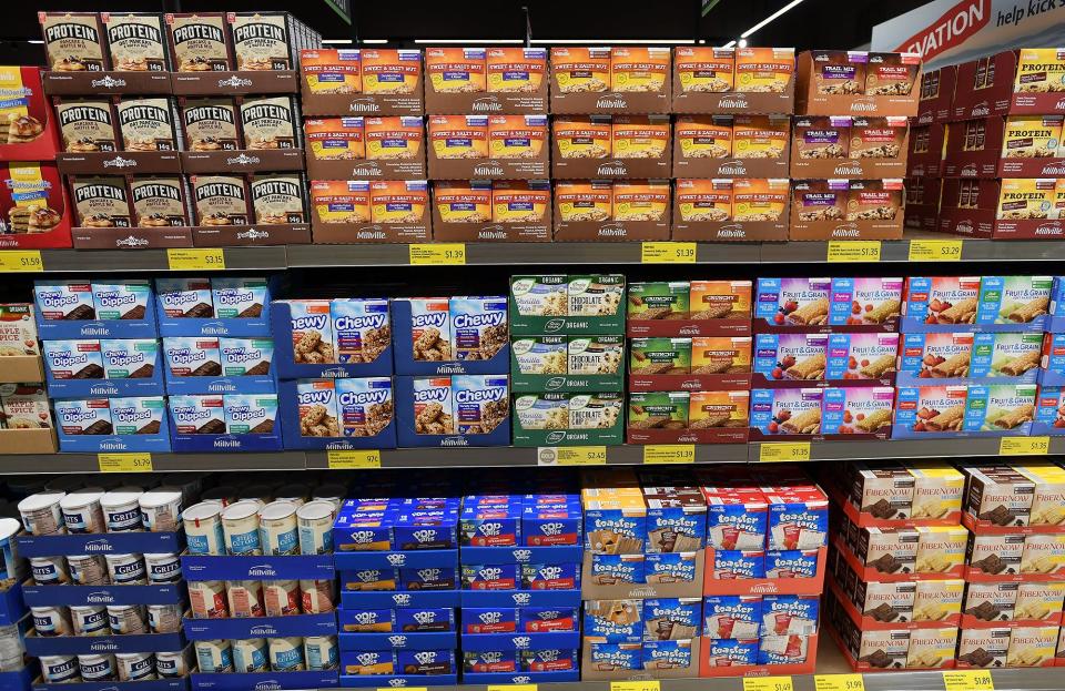 Product displays at the new Aldi in Rehoboth Beach off Coastal Highway. Among its cost-saving measures, Aldi leaves their products in its packaging.