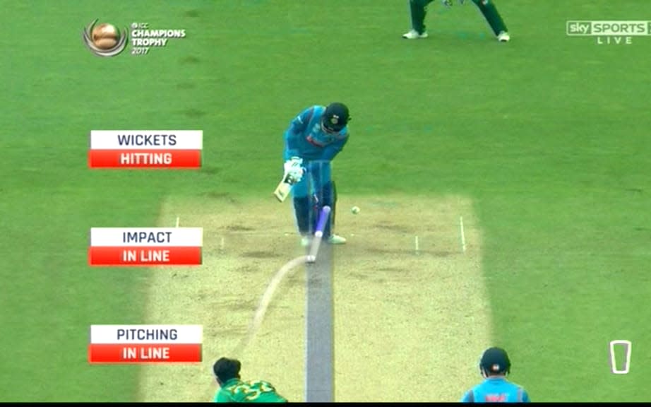 Yuvraj out LBW - Credit: Sky Sports