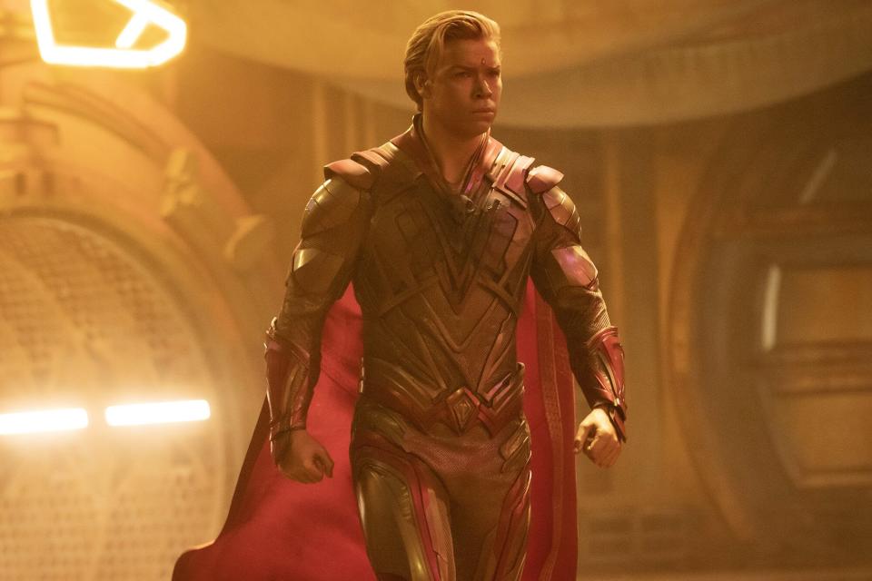 (L-R): Will Poulter as Adam Warlock in Marvel Studios' Guardians of the Galaxy Vol. 3. Photo by Jessica Miglio. © 2022 MARVEL.