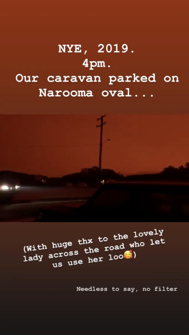 A photo of the red sky at Narooma on the NSW's far south coast during the 2019/20 bushfire season.