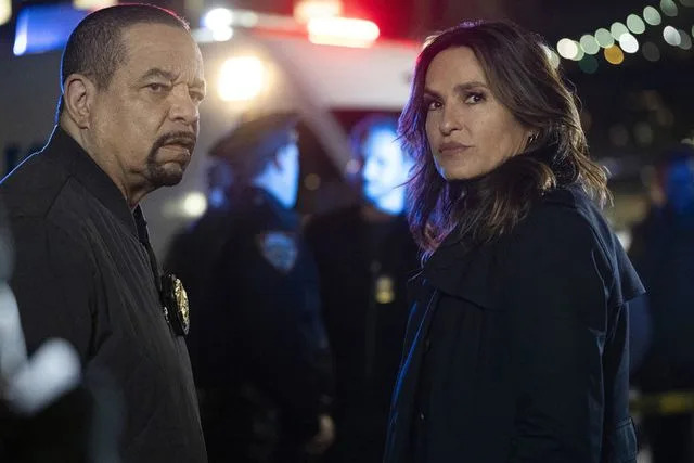 <p>Virginia Sherwood/NBC</p> Ice T and Mariska Hargitay on 'SVU'