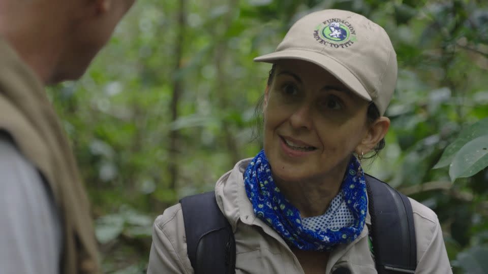 Rosamira Guillen works to rebuild the forest for cotton-top tamarins. - Julian Quinones/CNN