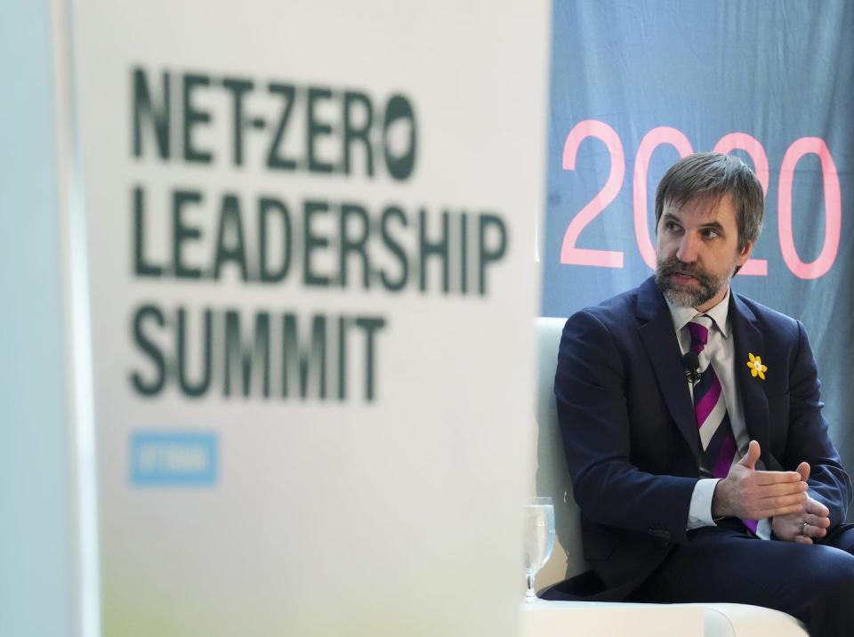 Steven Guilbeault, Canada’s environment and climate change minister, speaks during the Canada 2020 Net-Zero Leadership Summit in Ottawa in April 2023. THE CANADIAN PRESS/Sean Kilpatrick