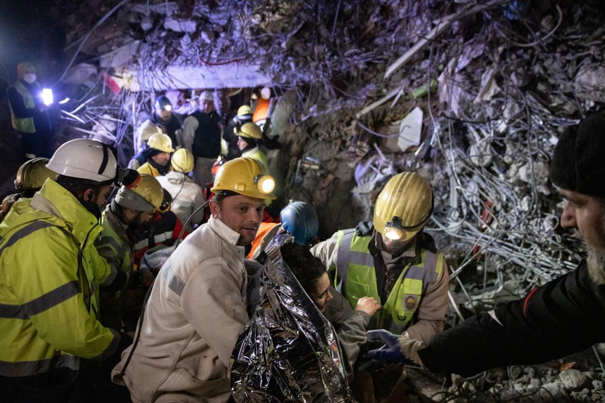 Turkish medics and search and rescue teams work alongside USAID Los Angeles County Fire Department Urban Search and Rescue