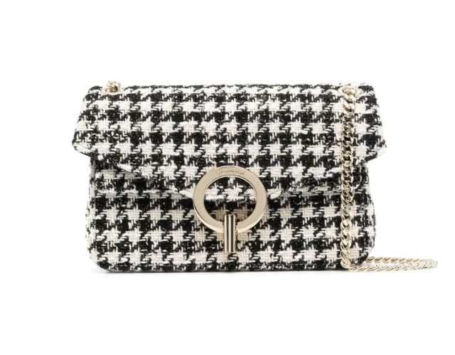 Sandro | Yza Bag in Houndstooth Tweed | Black / Ecru