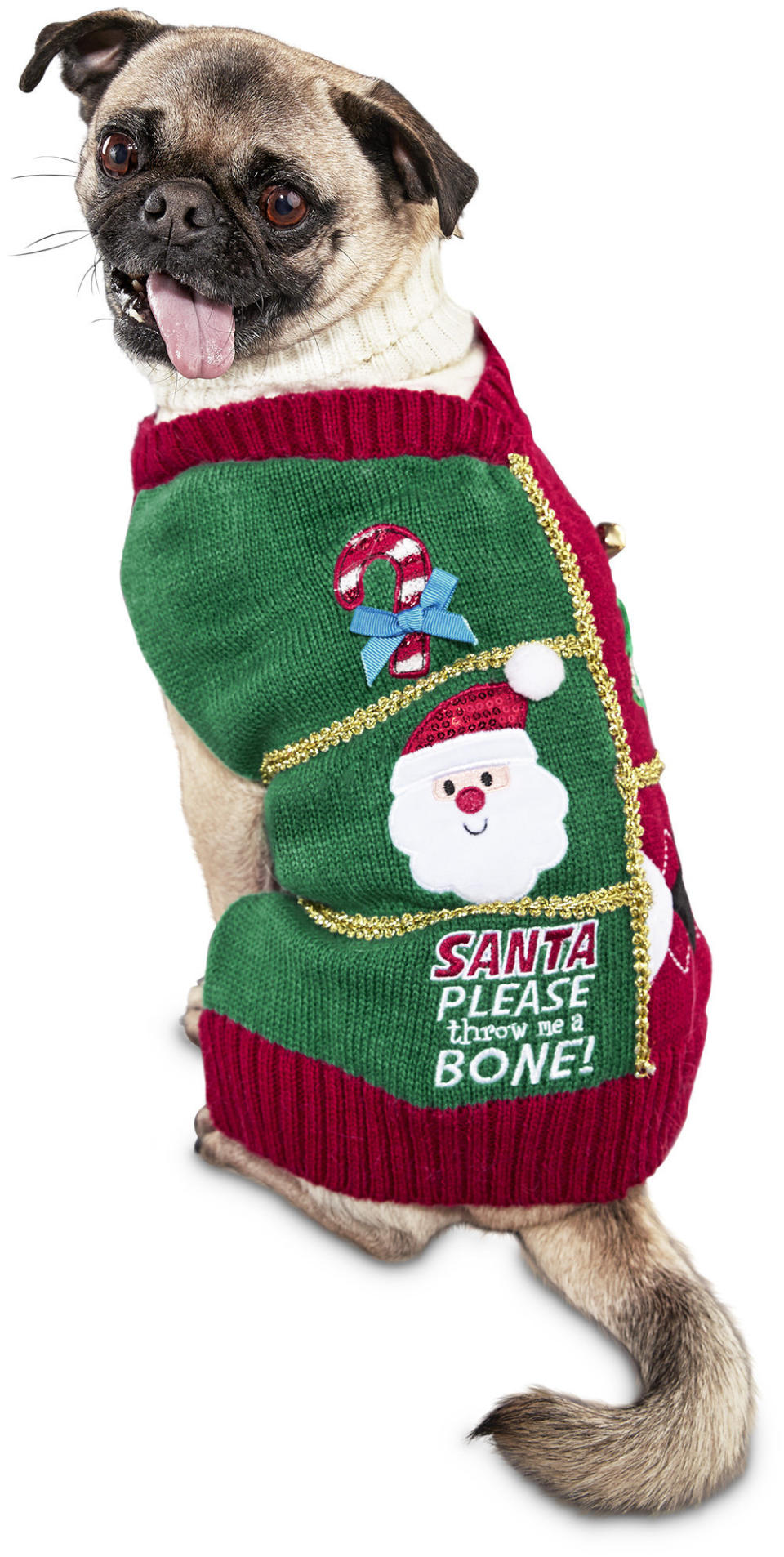 Yes, even dogs can join the <a href="https://www.petco.com/shop/en/petcostore/product/time-for-joy-ugly-christmas-dog-sweater-with-all-the-trimmings" target="_blank">ugly Christmas sweater </a>craze. Whether they want to or not is something we won't know until someone invents a canine communication device. Someone invent that device. Please.<a href="https://www.petco.com/shop/en/petcostore/product/time-for-joy-ugly-christmas-dog-sweater-with-all-the-trimmings"><br /><br /></a>