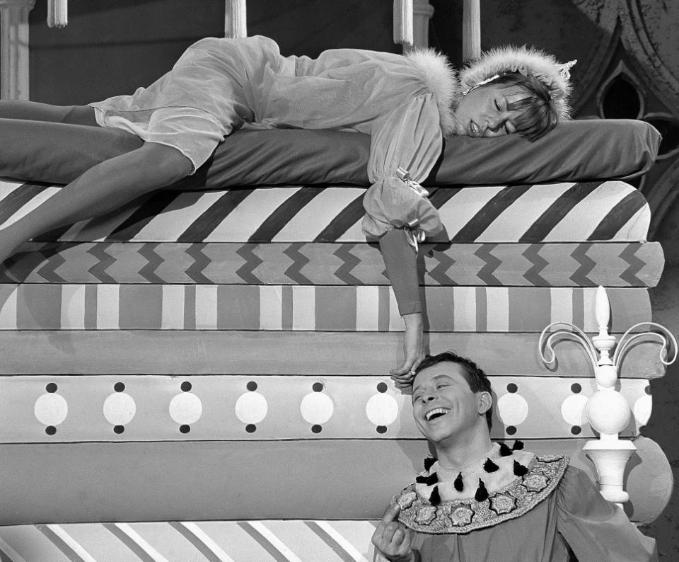 Carol Burnett as Princess Winnifred Woebegone and Joe Bova as Dauntless the Drab in "Once Upon a Mattress"<p>CBS via Getty Images</p>
