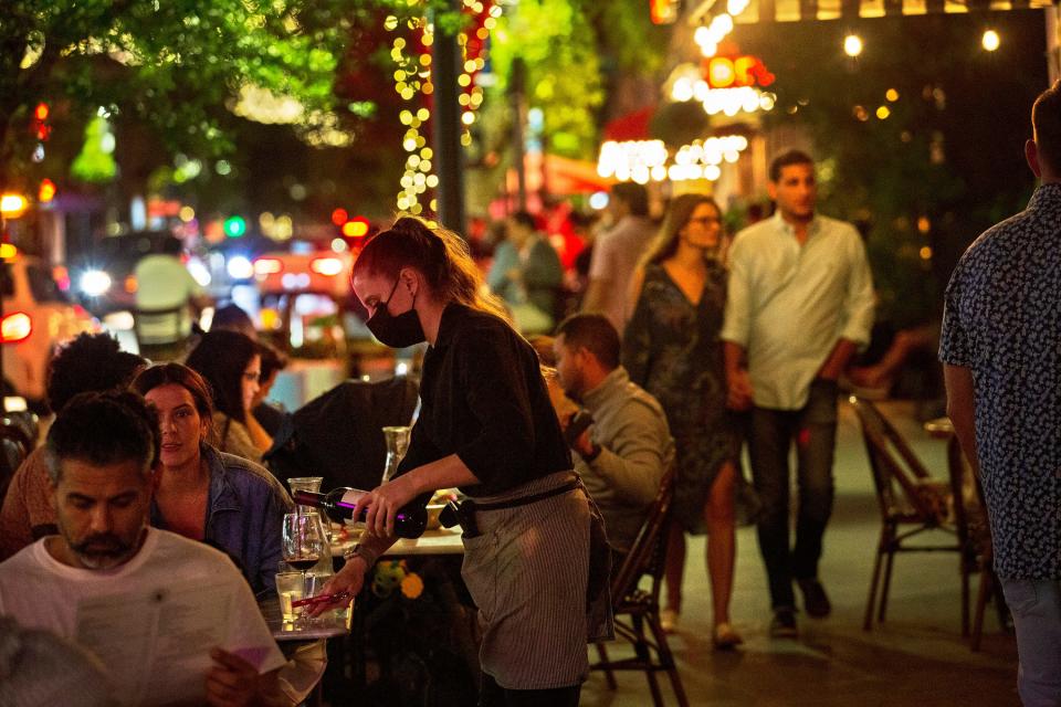 People dine at Lynora's on Clematis Street in downtown West Palm Beach.