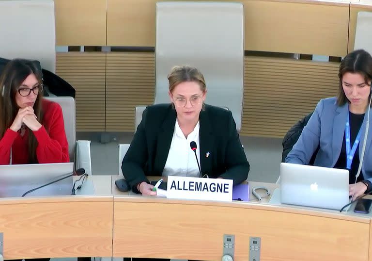 La diplomática alemana Ann-Jasmin Krabatsch, en la sesión del Consejo de Derechos Humanos de la ONU