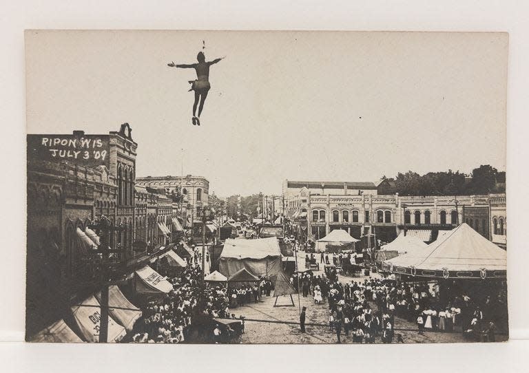 Street fairs were a popular event in Ripon in the 1900s, displayed here in a photo dated July 1909.