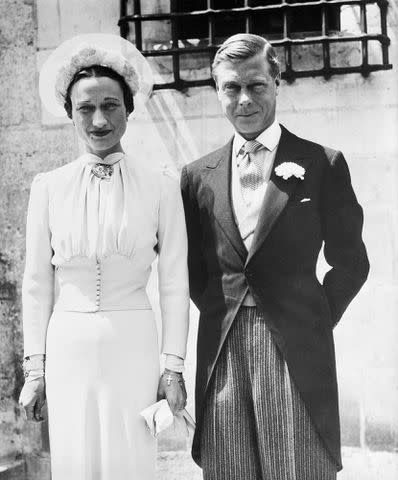 <p>Bettmann/Getty</p> The Duke and Duchess of Windsor on their wedding day in June 1937.