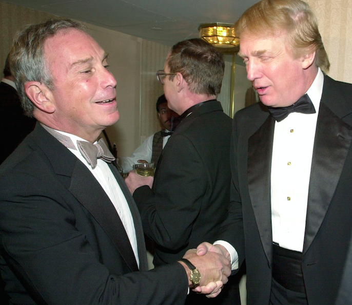 Mr Bloomberg and Mr Trump at a White House reception in 2001 (Picture: Rex)