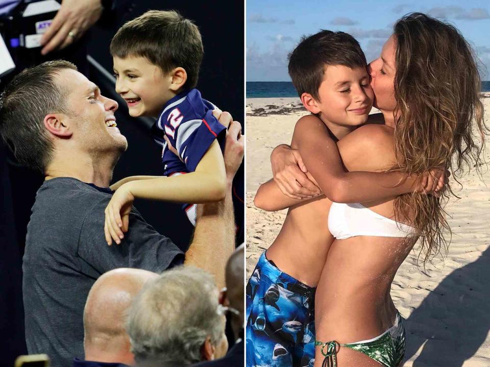 <p>Jamie Squire/Getty ; Gisele Bundchen Instagram</p> Tom Brady celebrates with his son after defeating the Atlanta Falcons 34-28 in overtime to win Super Bowl 51. ; Gisele Bundchen and her son Benjamin.