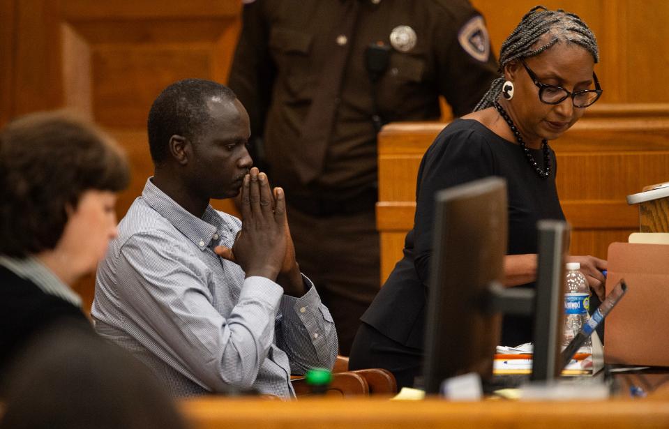 Bul Mabil listens during the court case about Dau Mabil's death investigation at the Hinds County Chancery Court in Jackson on Tuesday.