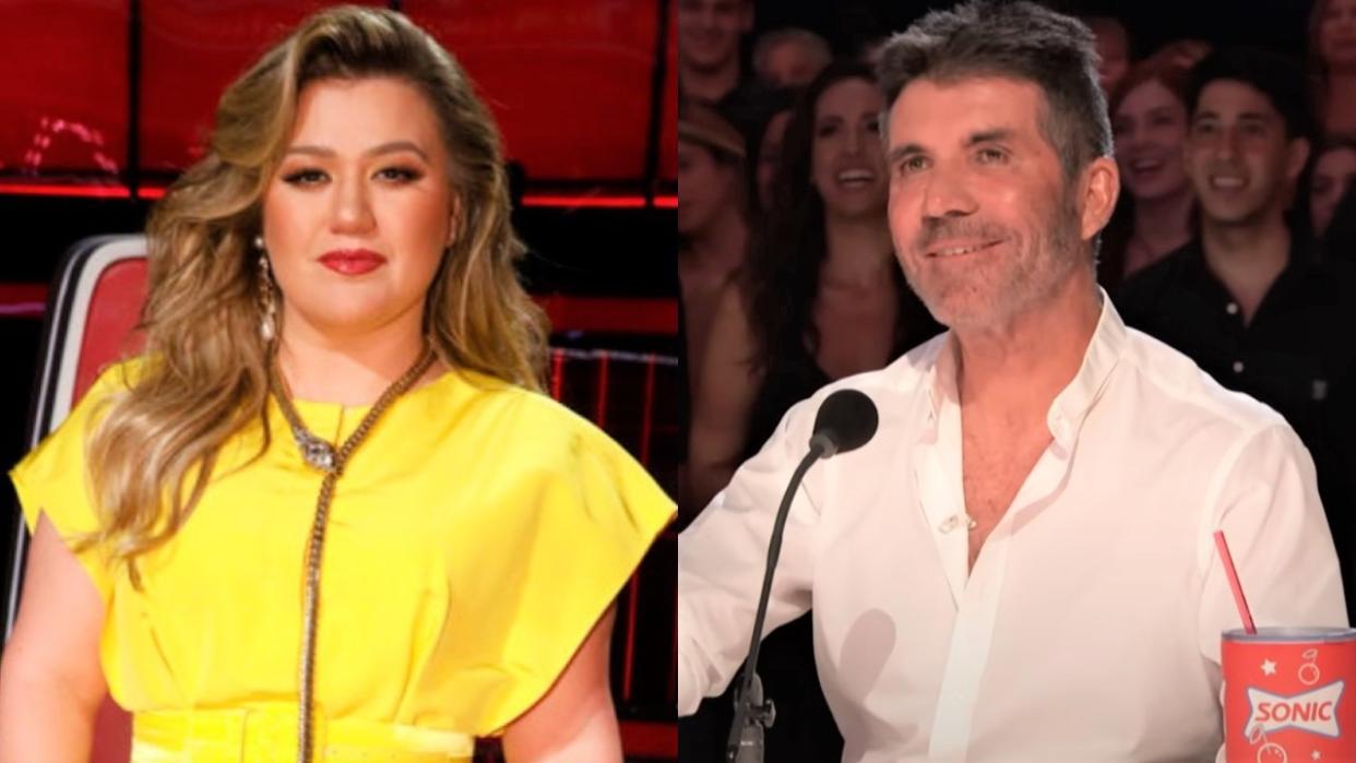  Kelly Clarkson on The Voice and Simon Cowell on America's Got Talent. 