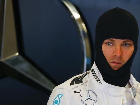 Mercedes Formula One driver Nico Rosberg of Germany stands in in the pit during first practice session of the Austrian F1 Grand Prix at the Red Bull Ring circuit in Spielberg, Austria, June 19, 2015. REUTERS/Leonhard Foeger