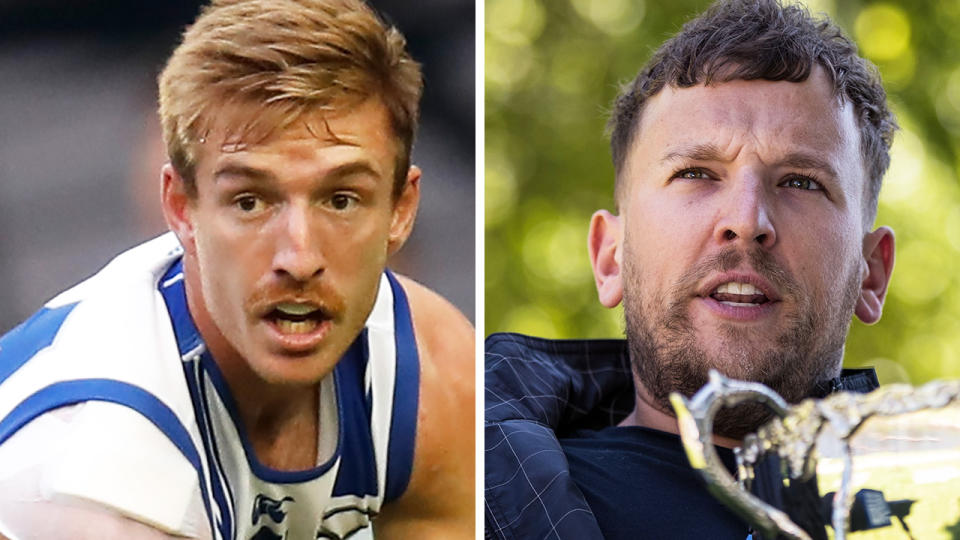 Former North Melbourne defender Sam Durdin was not happy with Dylan Alcott's joke at the Kangaroos' expense. Pictures: Getty Images