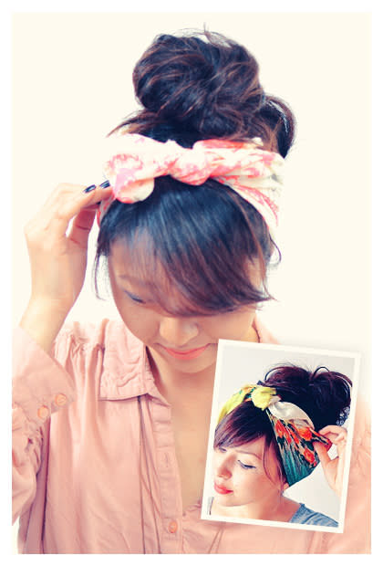 SCARF HEADBAND WITH UPDO